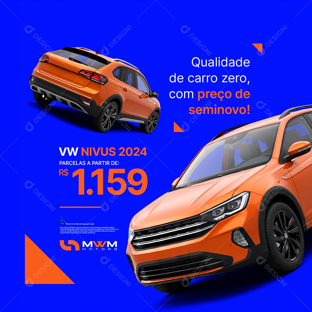 Concessionária Ofertas VW Nivus Qualidade de Carro Zero Social Media PSD Editável