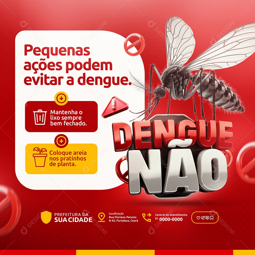 Dengue Não Pequenas Ações Podem Evitar a Dengue Social Media PSD Editável