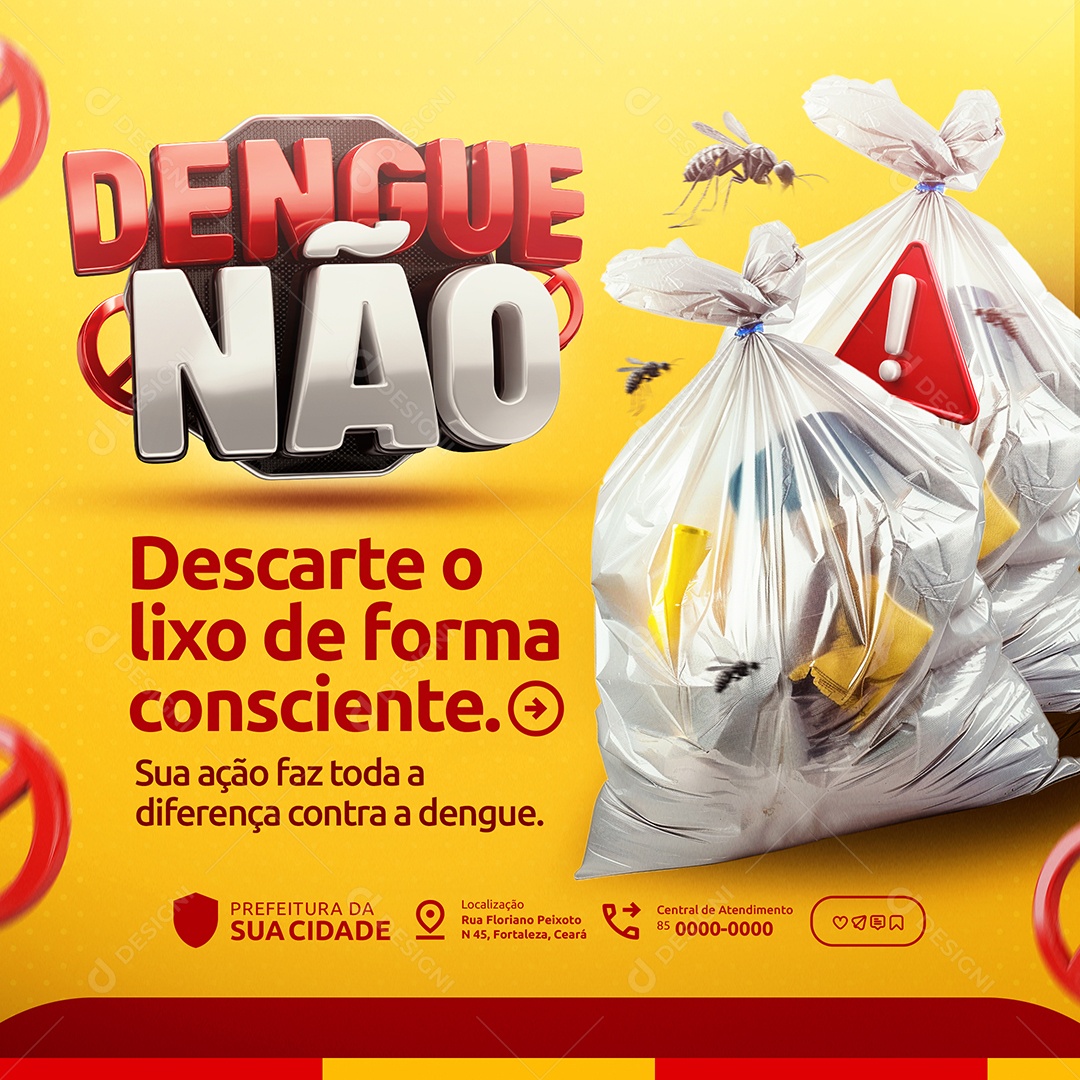 Dengue Não Descarte o Lixo de Forma Consciente Social Media PSD Editável
