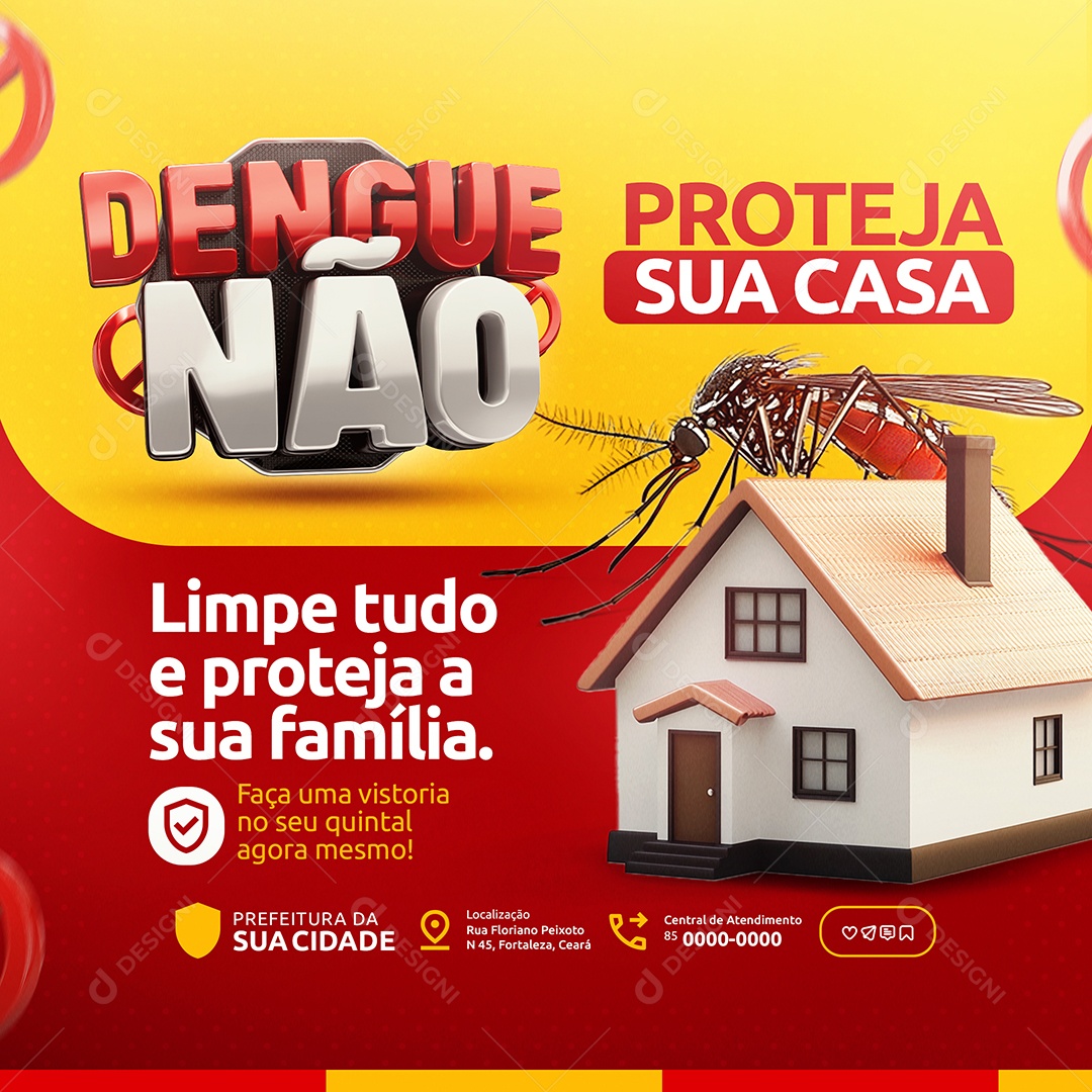 Dengue Não Proteja Sua Casa Social Media PSD Editável