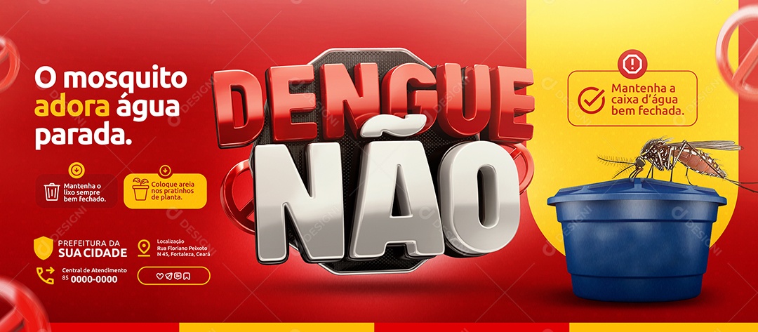 Banner Dengue Não O Mosquito Adora Água Parada Social Media PSD Editável