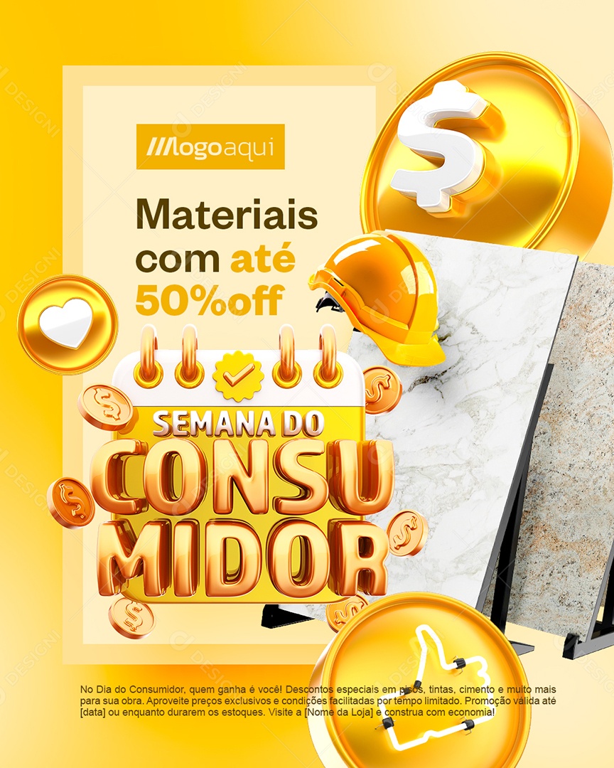 Semana Do Consumidor Material de Construção Cerâmica Pisos Social Media PSD Editável
