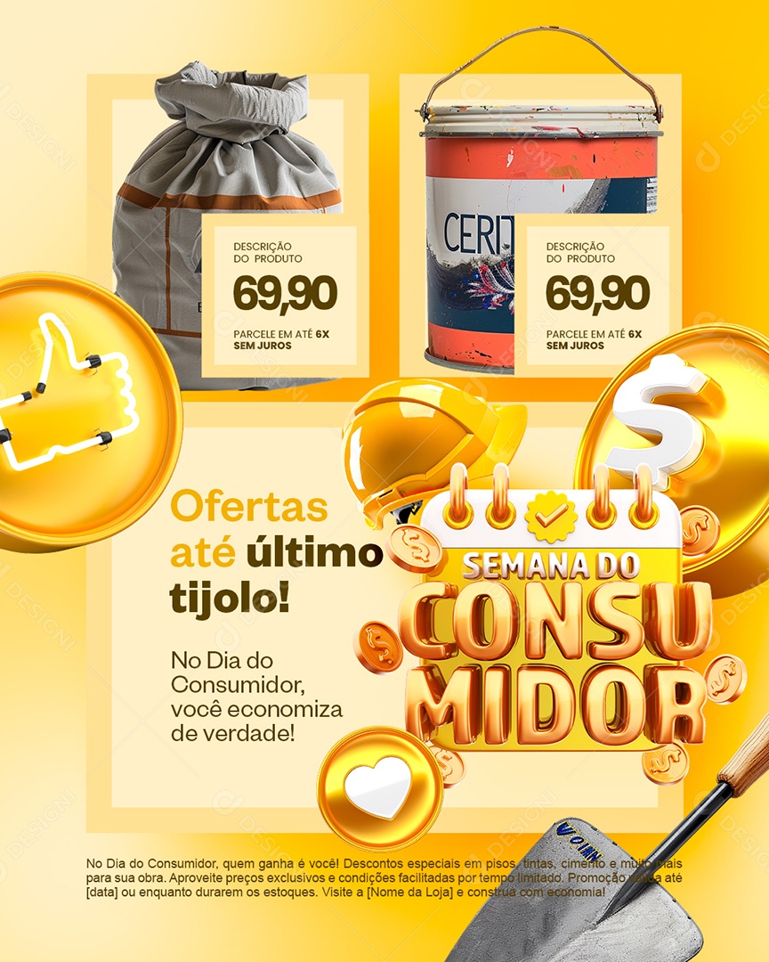 Semana Do Consumidor Material de Construção Ofertas Social Media PSD Editável