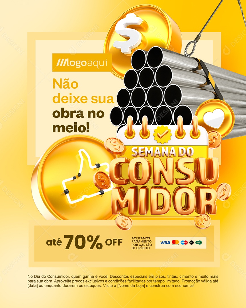 Semana Do Consumidor Material de Construção Tudos de Aço Social Media PSD Editável