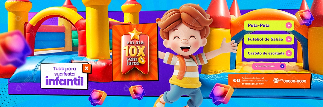 Carrossel Brinquedos Pula Pula Futebol de Sabão Social Media PSD Editável