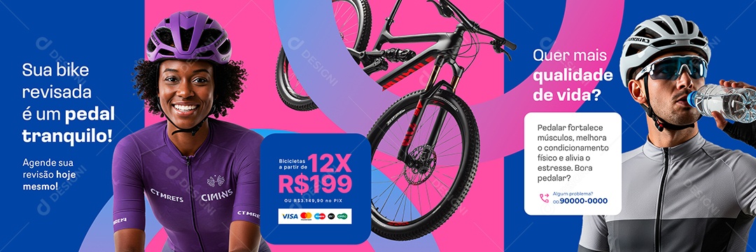 Carrossel Bicicletaria Quer Mais Qualidade de Vida Social Media PSD Editável