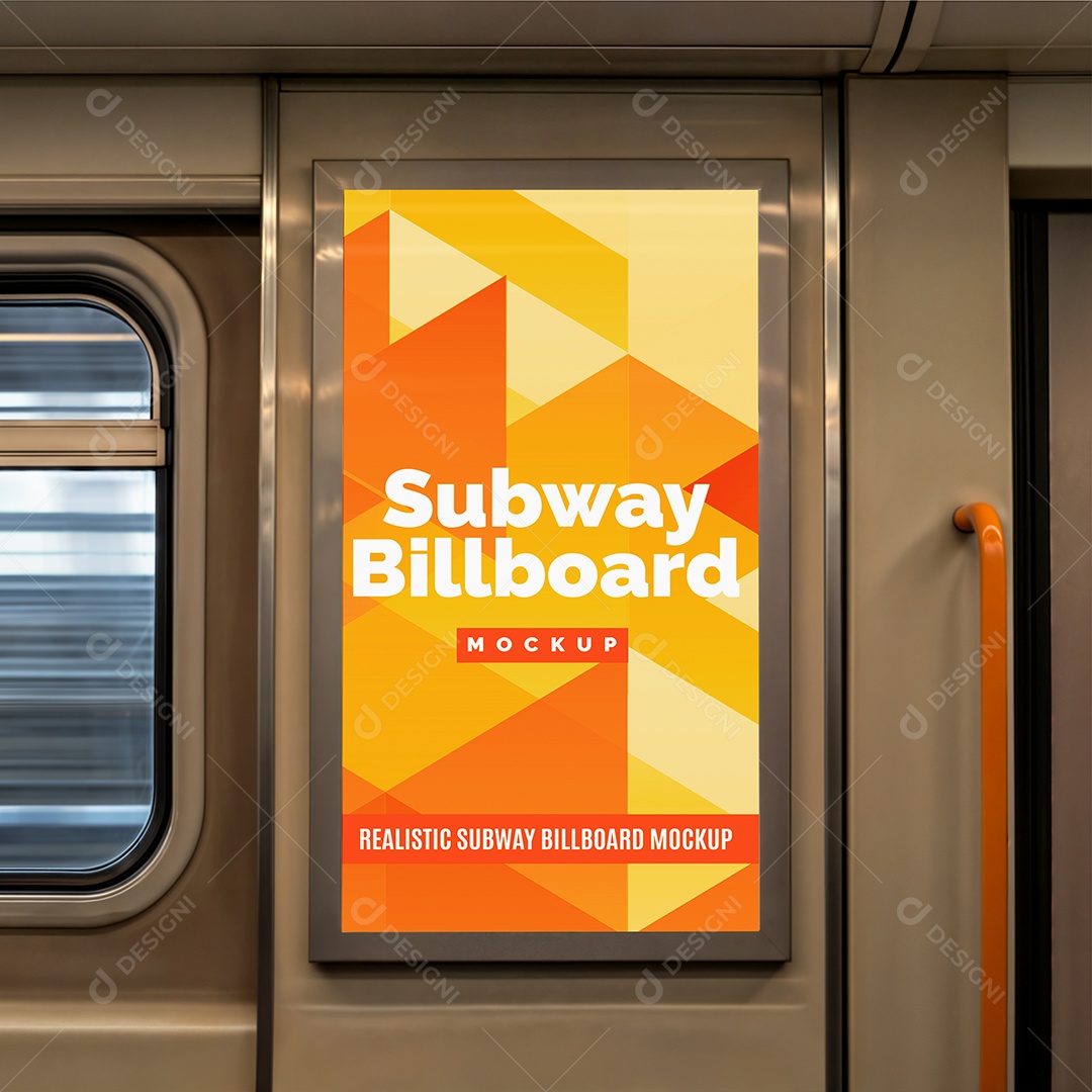 Mockup de Placa Publicitária no Metrô PSD Editável