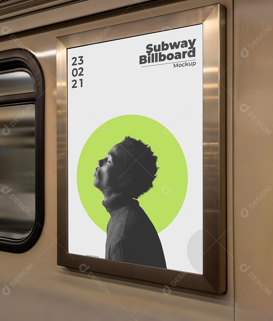 Mockup de Placa Publicitária no Metrô PSD Editável