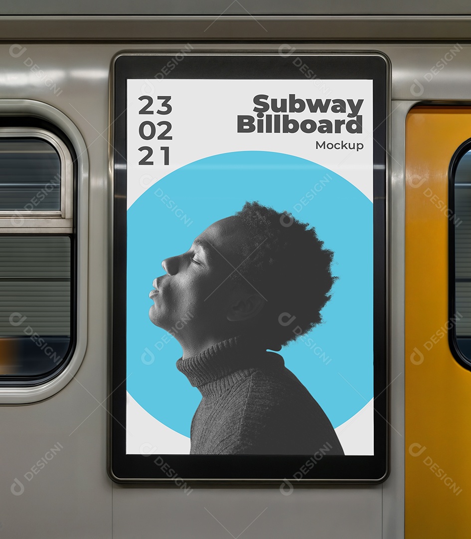 Mockup de Placa Publicitária no Metrô PSD Editável