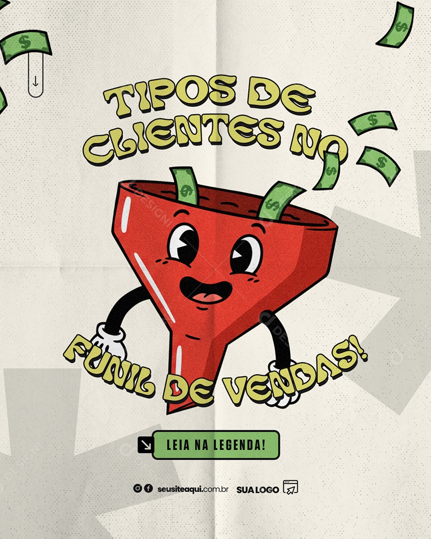 Marketing Digital Tipos de Clientes no Funil de Vendas Social Media PSD Editável