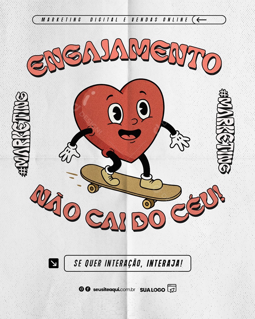 Marketing Digital Engajamento Não Cai do Céu Socia Media PSD Editável