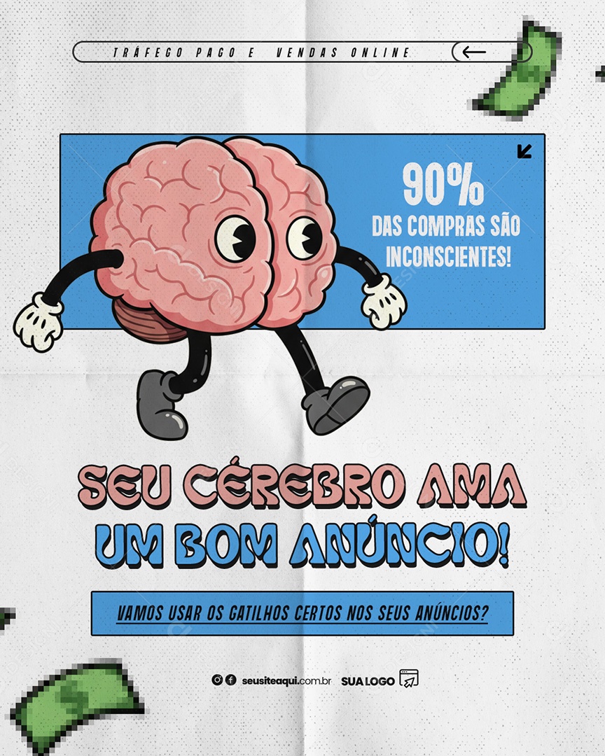 Marketing Trafego Pago Seu Cérebro Ama Gatilhos Mentais Social Media PSD Editável
