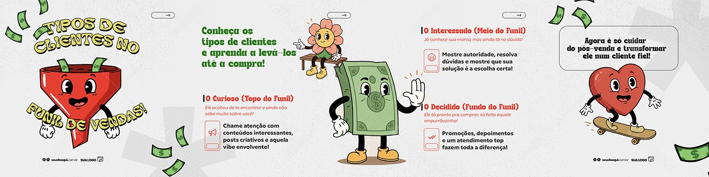 Carrossel Marketing Digital Tipos de Clientes Social Media PSD Editável