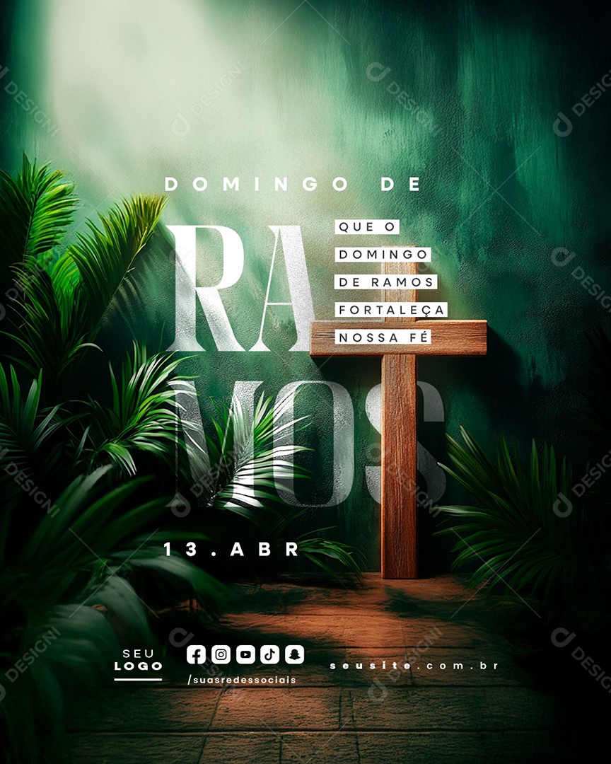 Domingo de Ramos 13 de Abril Social Media PSD Editável