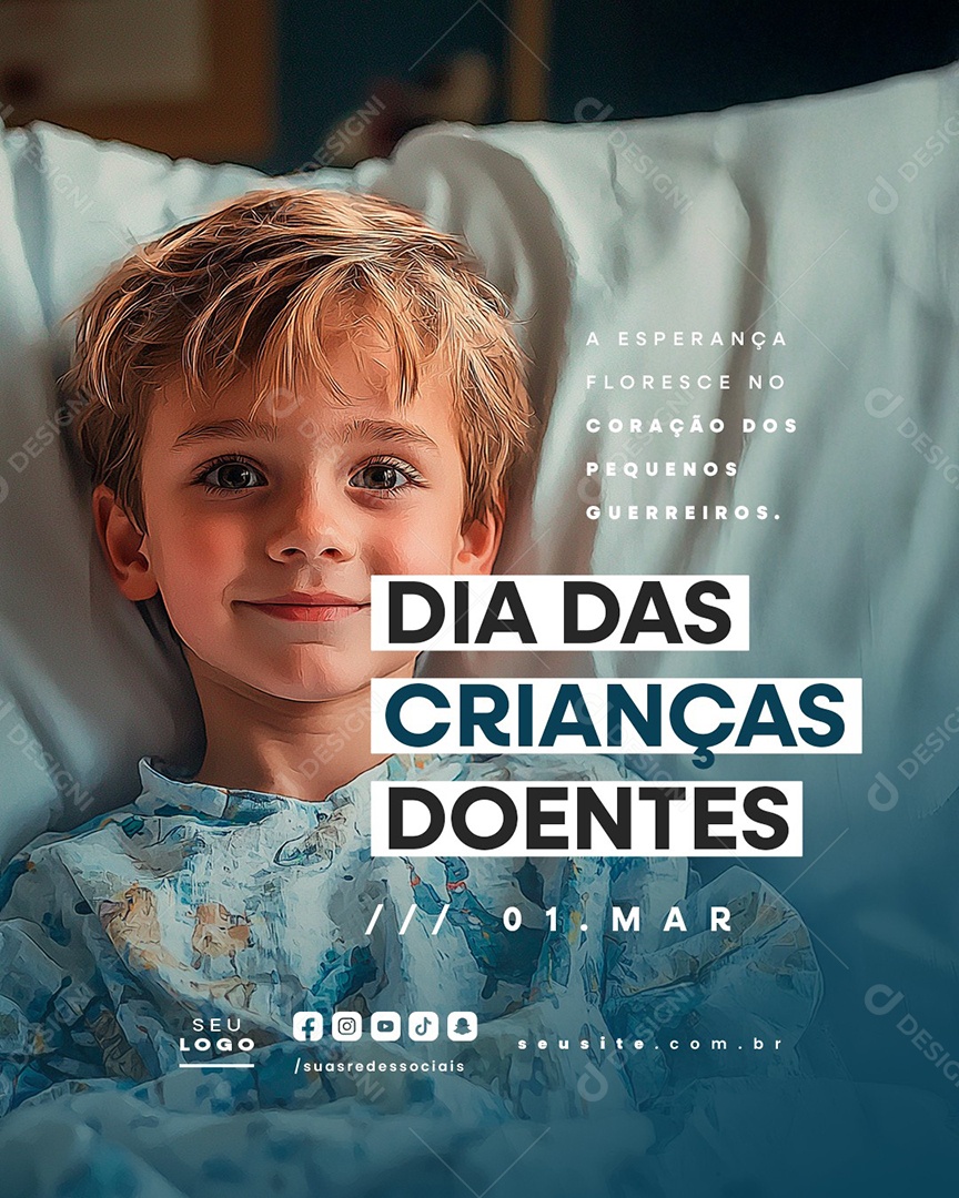 Social Media Dia das Crianças Doentes 01 de Março PSD Editável