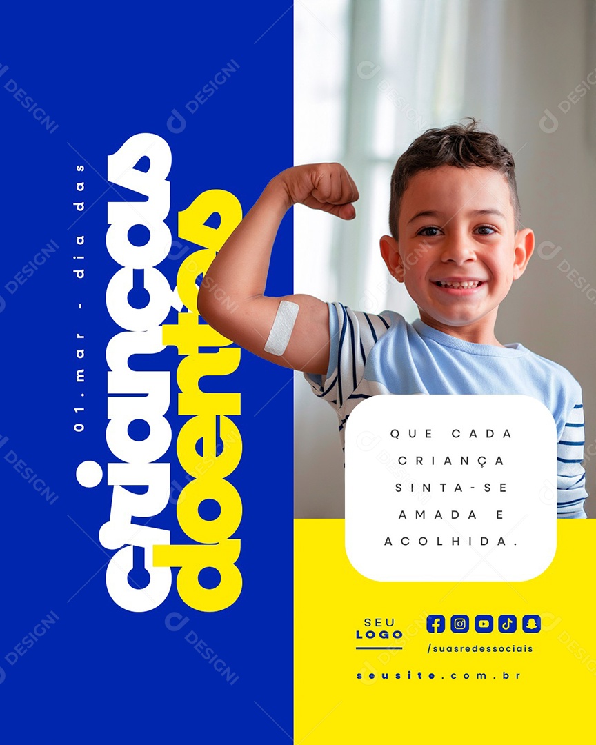 Social Media Dia das Crianças Doentes 01 de Março PSD Editável
