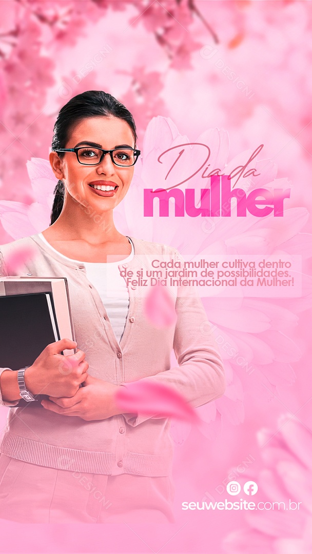 Story Feliz Dia Da Mulher 08 de Março Social Media PSD Editável