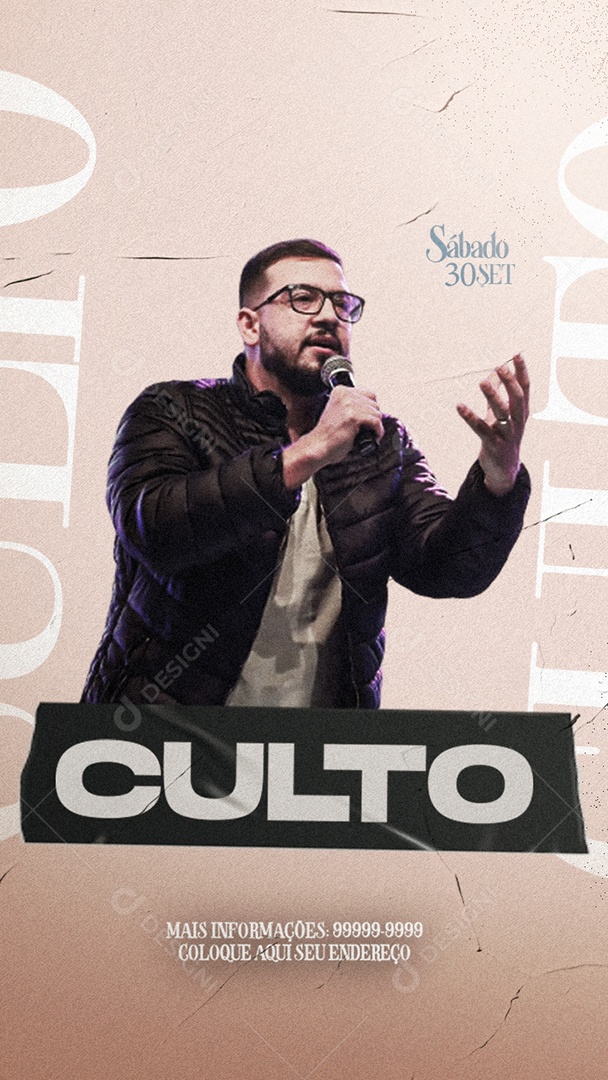 Social Media Story Flyer Gospel Culto PSD Editável