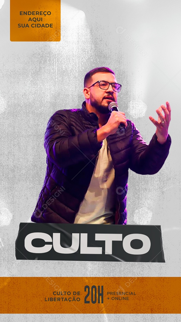 Story Flyer Gospel Culto Social Media PSD Editável