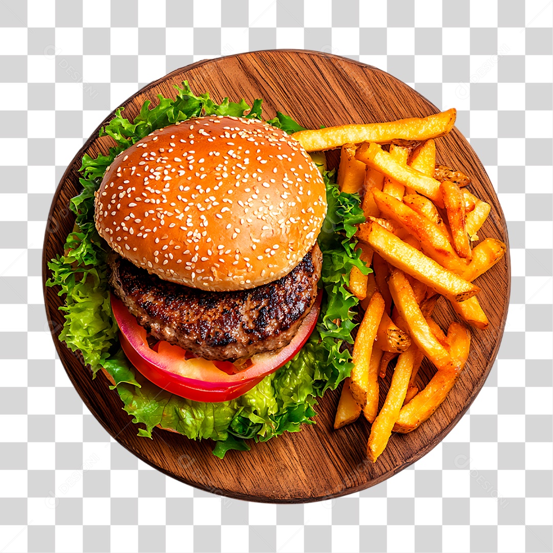 Porções Hambúrguer Batata Frita PNG Transparente