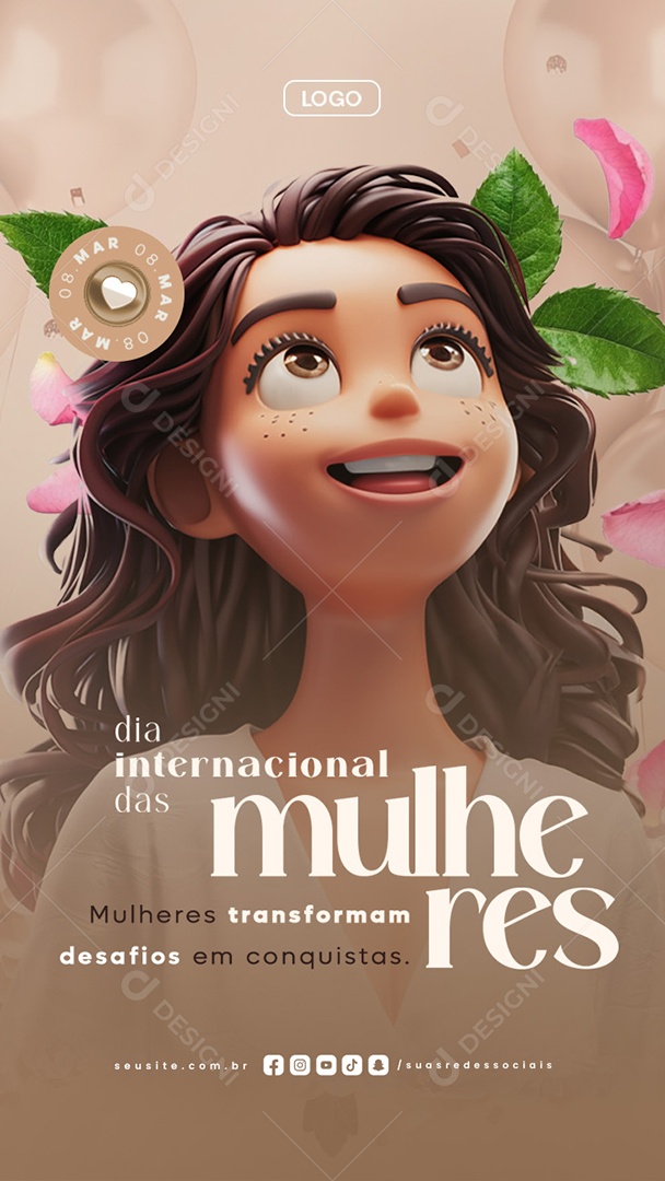 Story Dia Internacional Das Mulheres 08 de Março Social Media PSD Editável