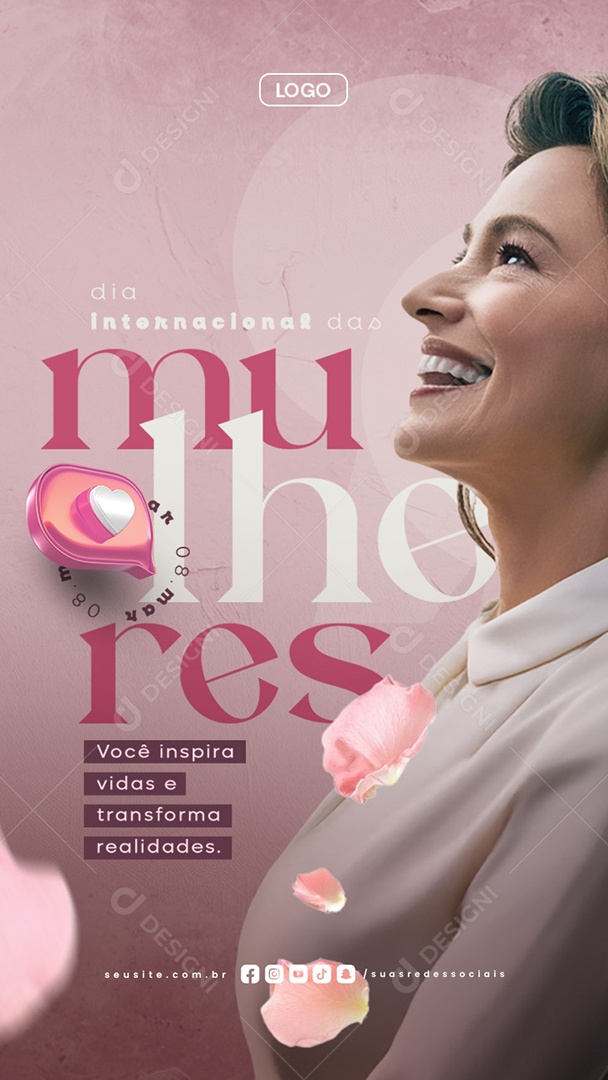 Story Social Media Dia Internacional Das Mulheres 08 de Março PSD Editável