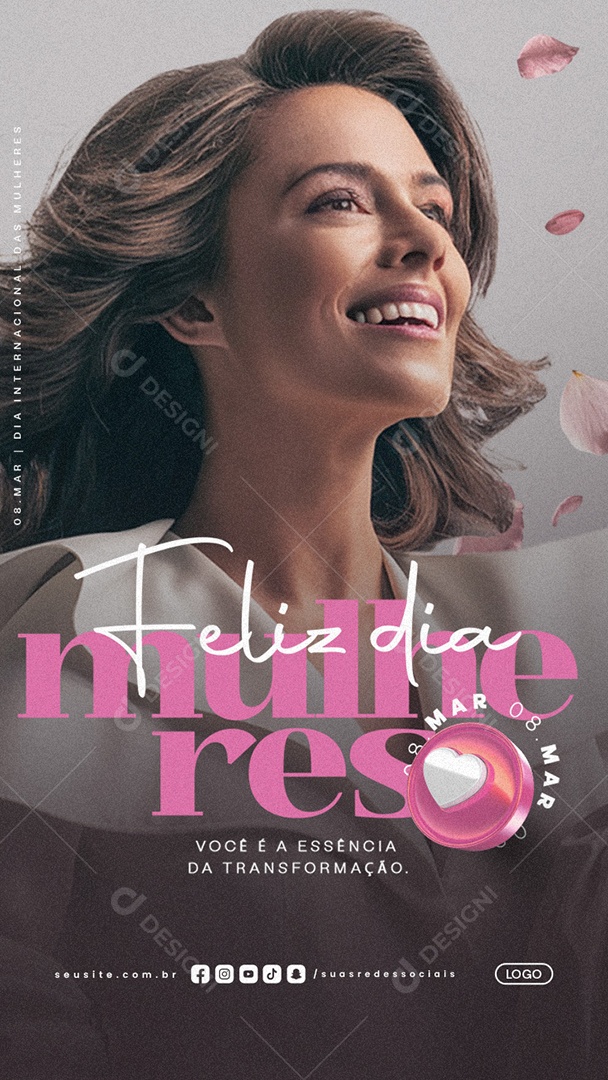 Story Feliz Dia Internacional Das Mulheres 08 de Março Social Media PSD Editável