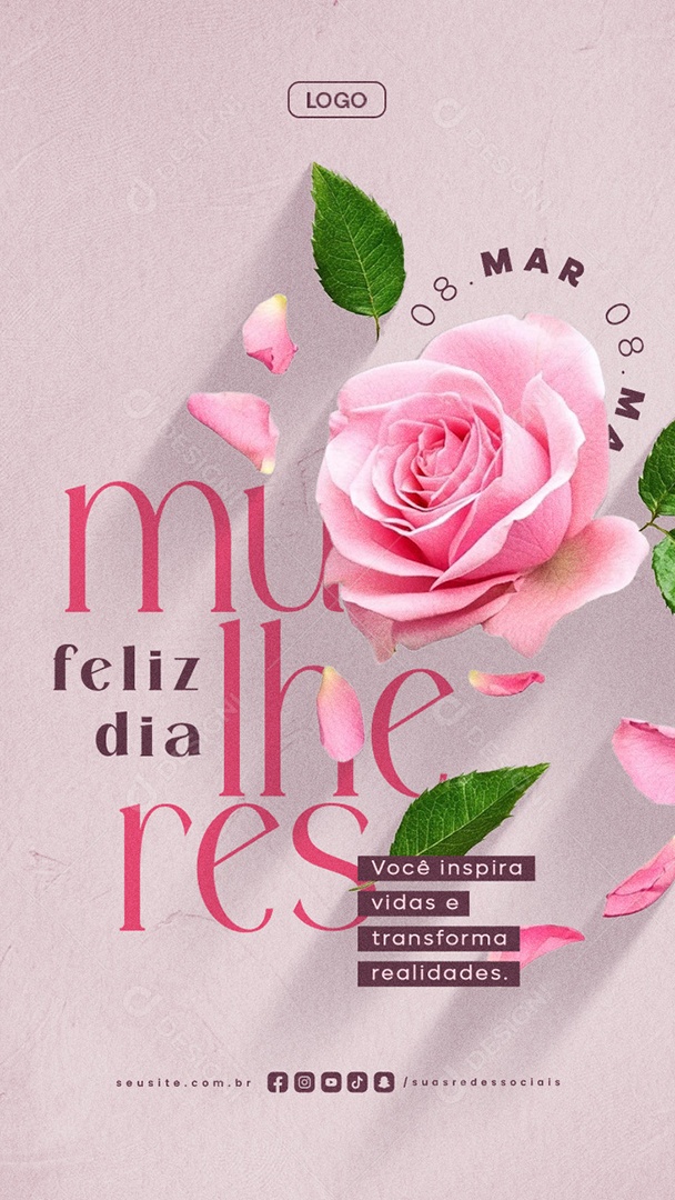 Story Feliz Dia Das Mulheres 08 de Março Social Media PSD Editável