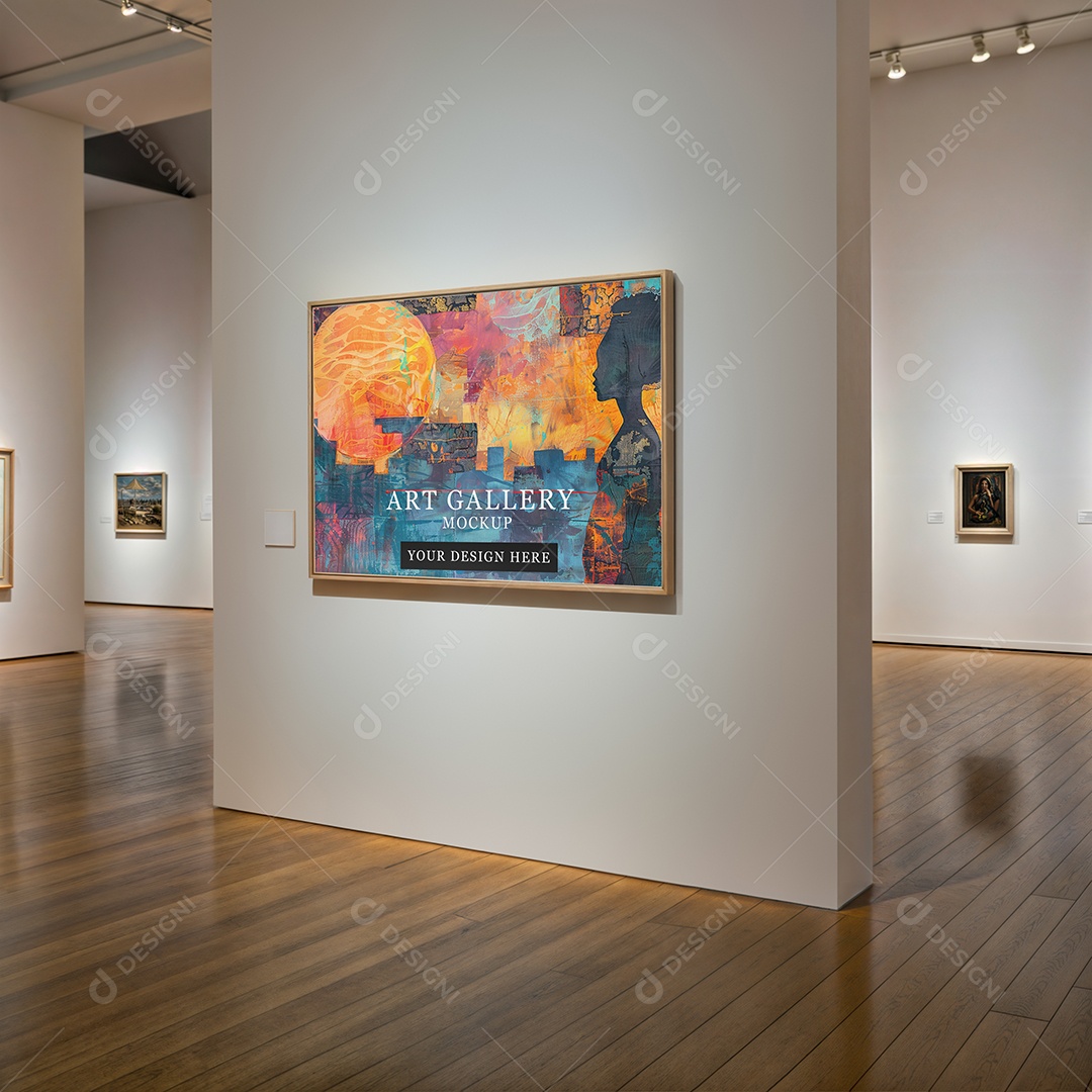 Mockup Quadro em Galeria de Arte PSD Editável