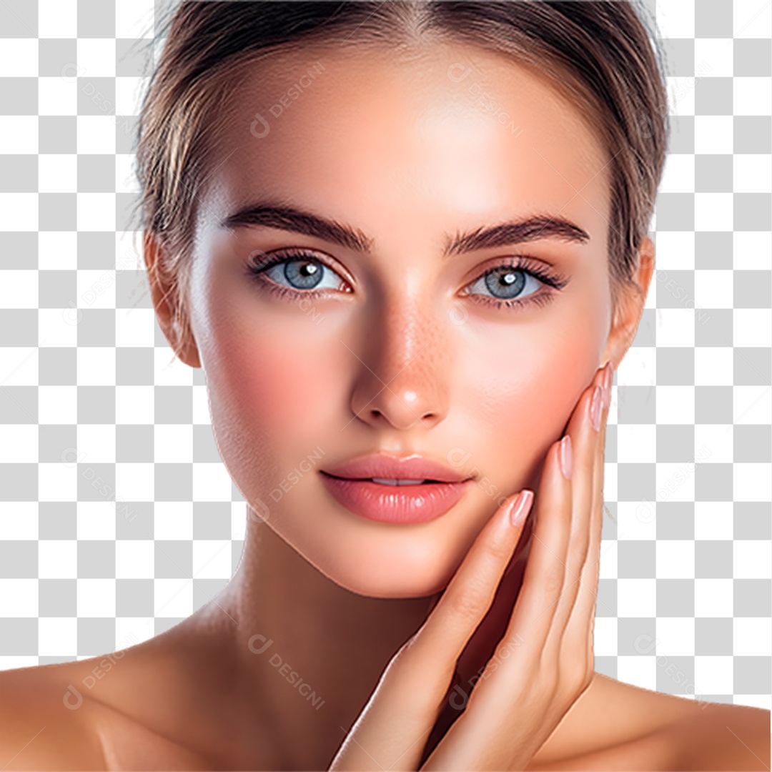 Mulher Passando Creme no Rosto PNG Transparente