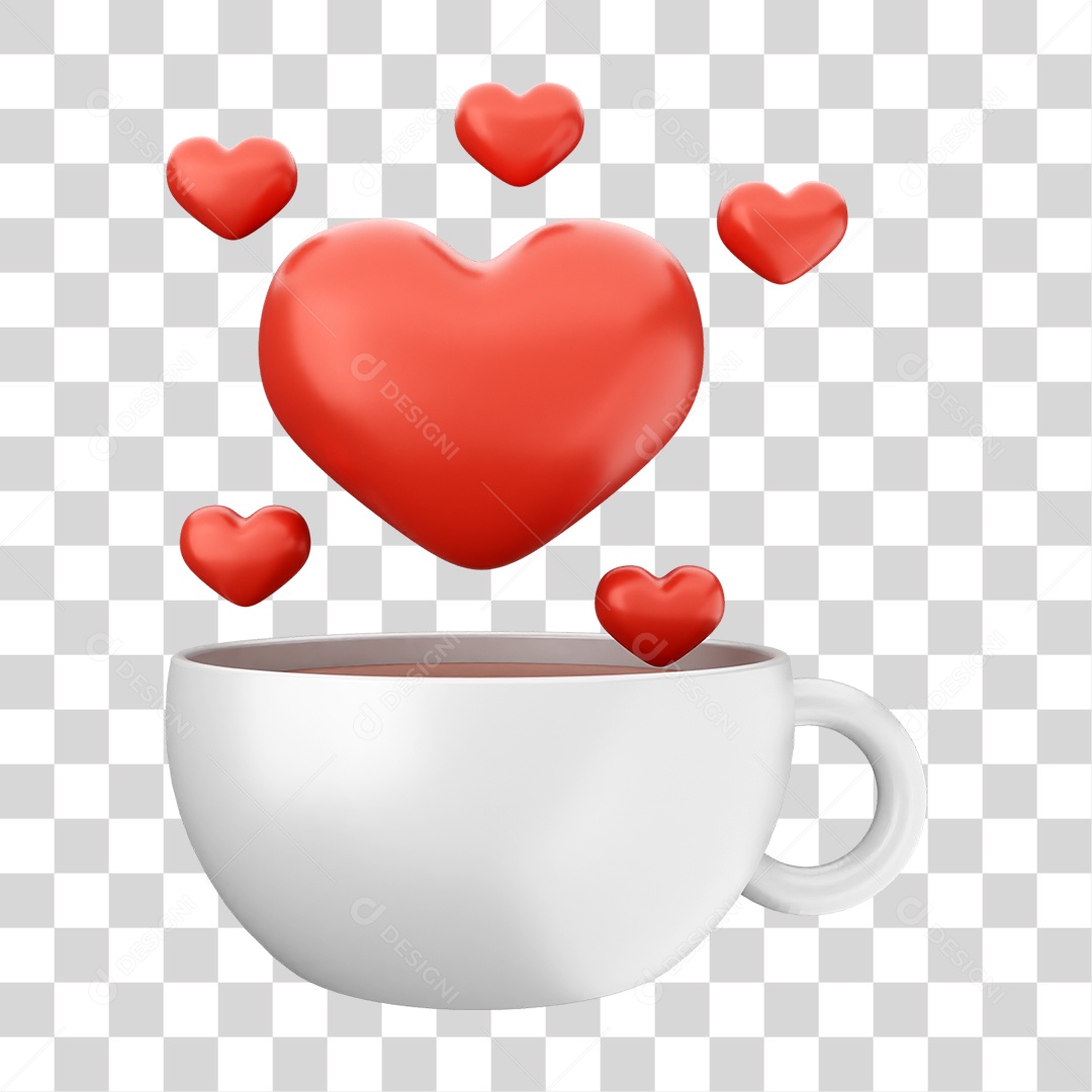 Elemento 3D Coração Ícone Dia dos Namorados PNG Transparente