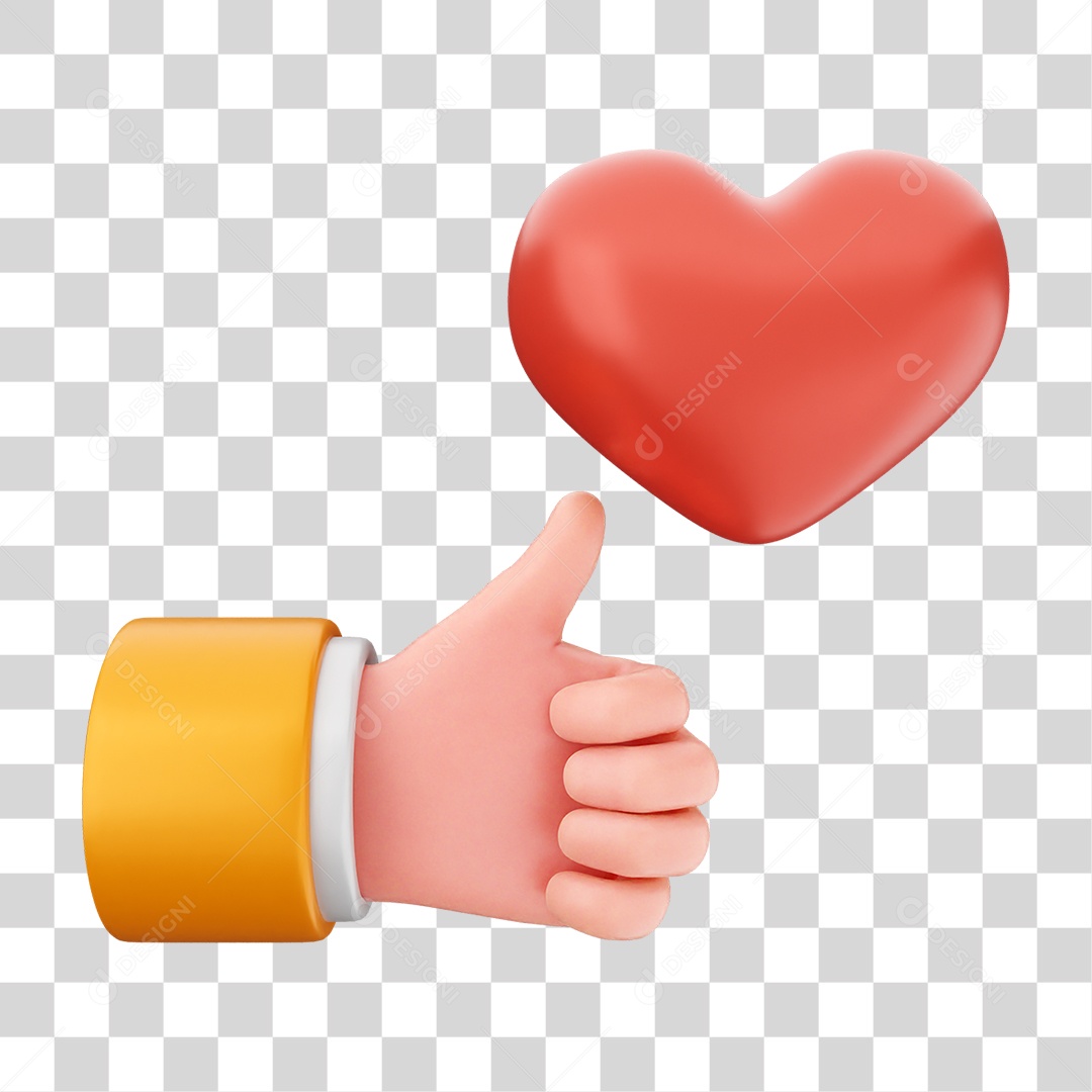 Elemento 3D Coração Ícone Dia dos Namorados PNG Transparente