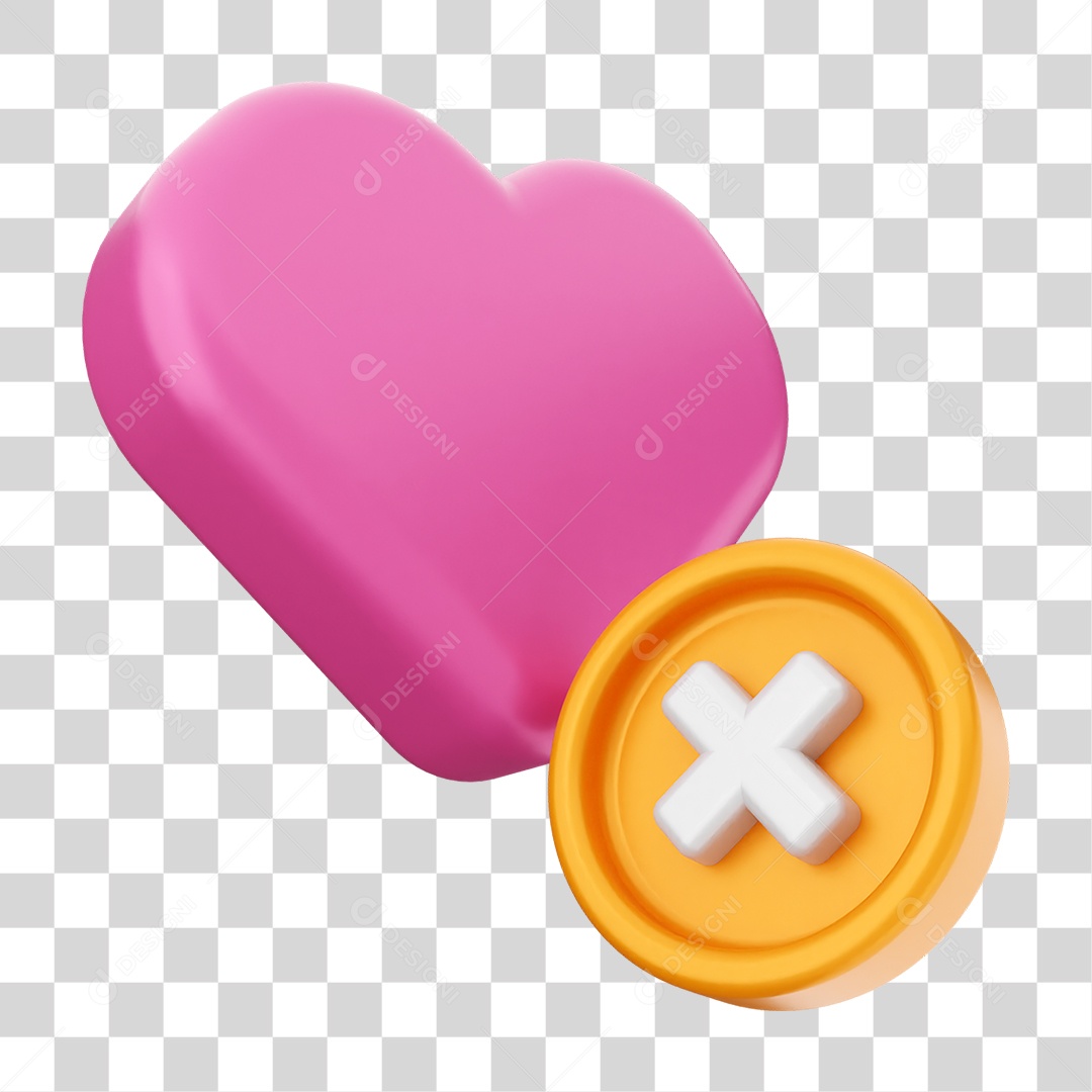 Elemento 3D Coração Ícone Dia dos Namorados PNG Transparente