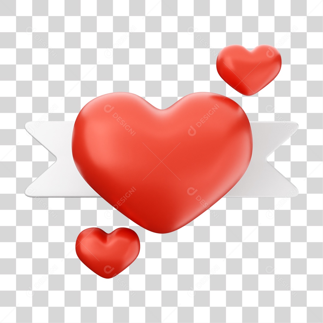 Elemento 3D Coração Ícone Dia dos Namorados PNG Transparente