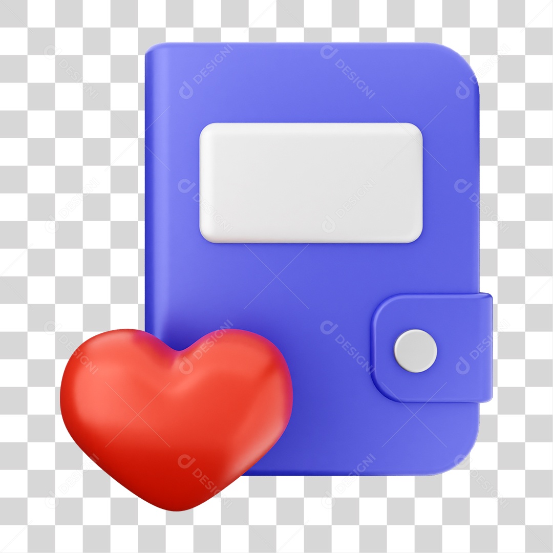 Elemento 3D Coração Ícone Dia dos Namorados PNG Transparente