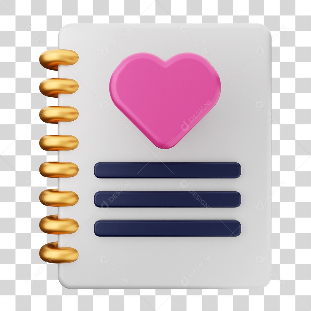 Elemento 3D Coração Ícone Dia dos Namorados PNG Transparente