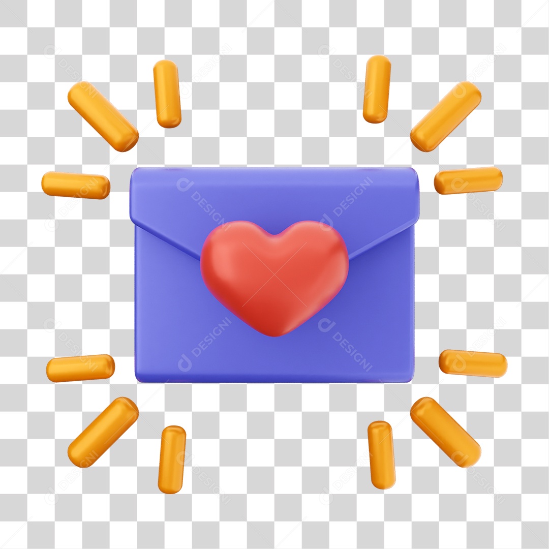 Elemento 3D Coração Ícone Dia dos Namorados PNG Transparente