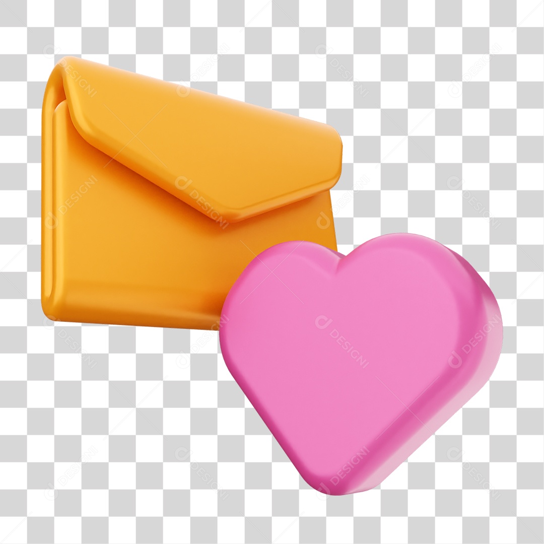 Elemento 3D Coração Ícone Dia dos Namorados PNG Transparente