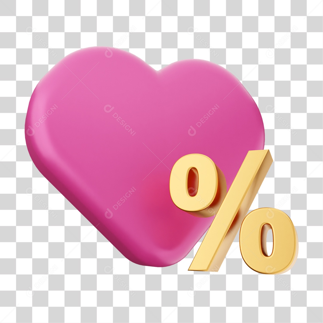 Elemento 3D Coração Ícone Dia dos Namorados PNG Transparente