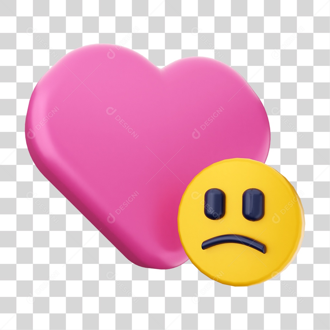 Elemento 3D Coração Ícone Dia dos Namorados PNG Transparente