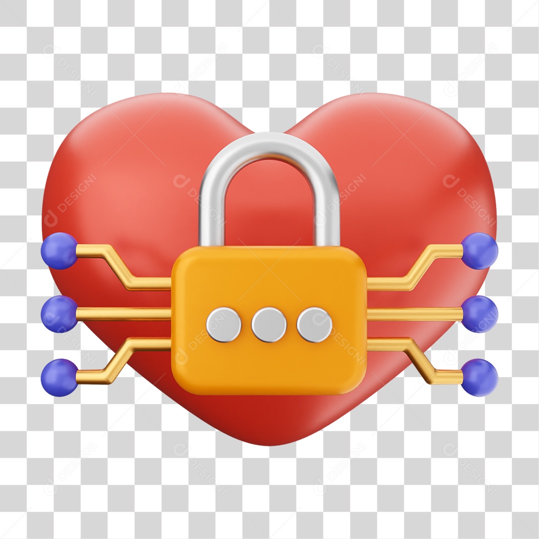 Elemento 3D Coração Ícone Dia dos Namorados PNG Transparente