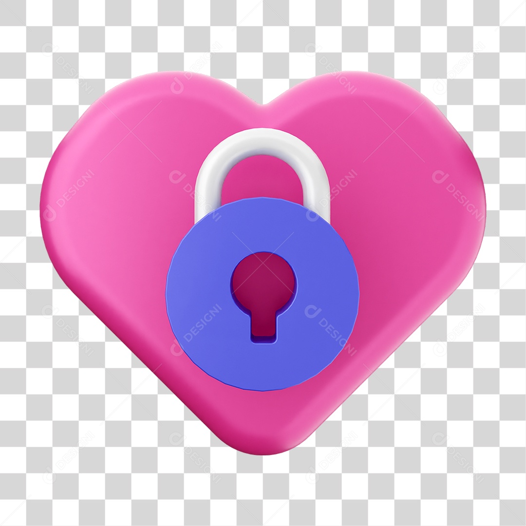 Elemento 3D Coração Ícone Dia dos Namorados PNG Transparente