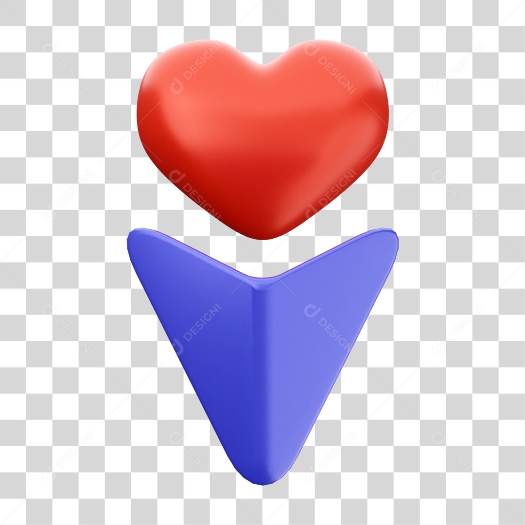 Elemento 3D Coração Ícone Dia dos Namorados PNG Transparente