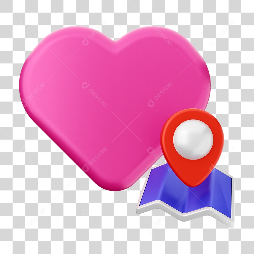 Elemento 3D Coração Ícone Dia dos Namorados PNG Transparente