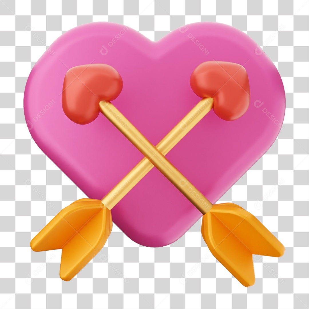 Elemento 3D Coração Ícone Dia dos Namorados PNG Transparente