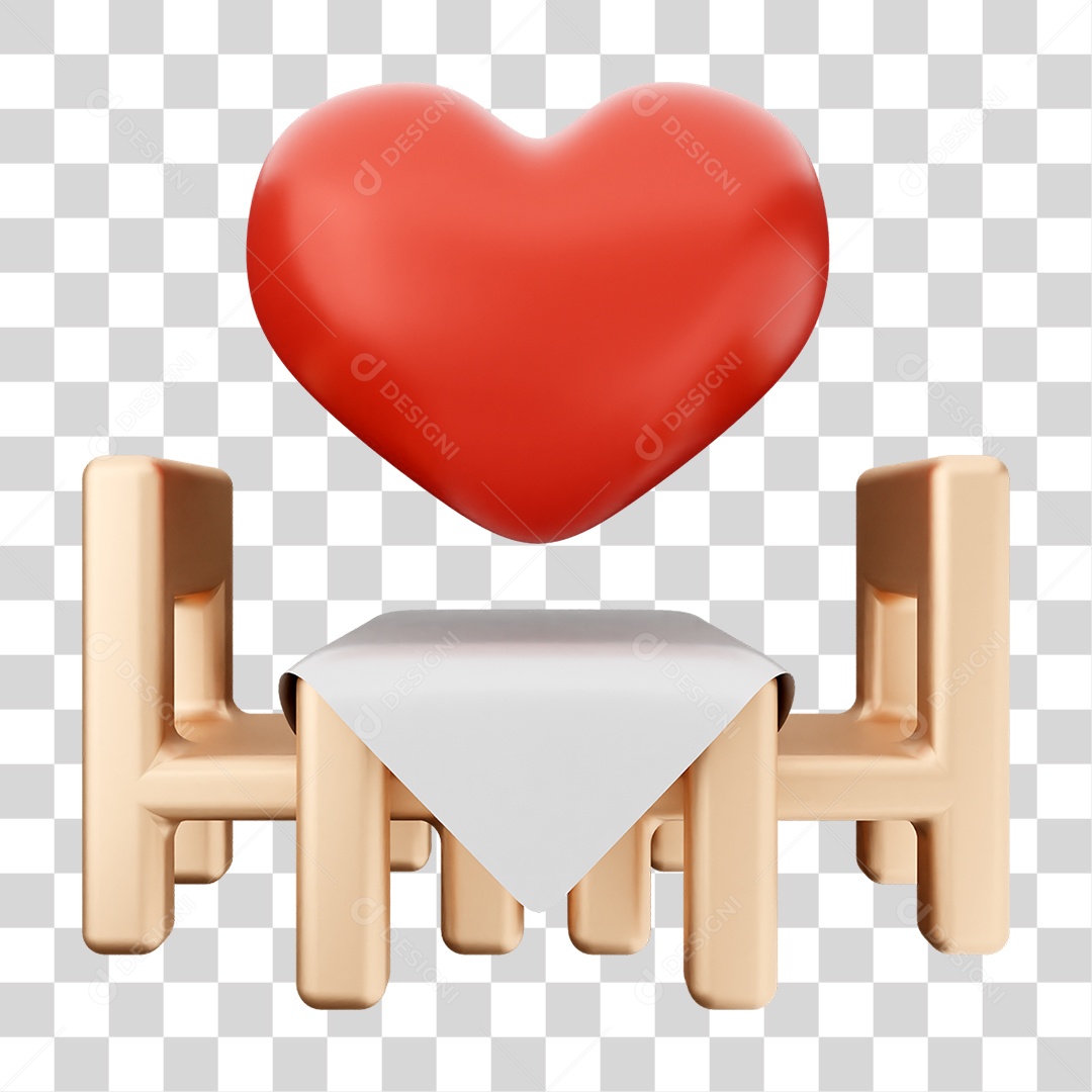 Elemento 3D Coração Ícone Dia dos Namorados PNG Transparente