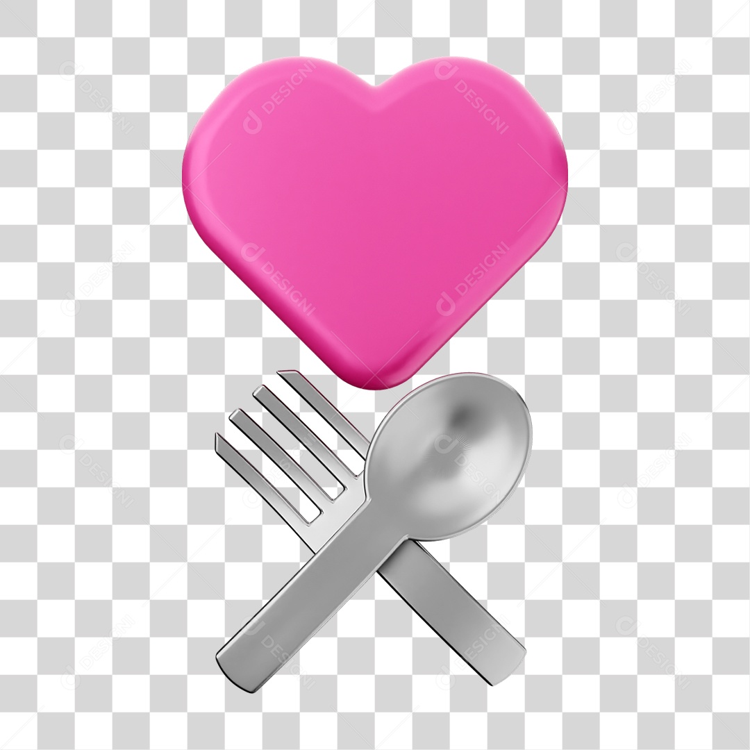 Elemento 3D Coração Ícone Dia dos Namorados PNG Transparente