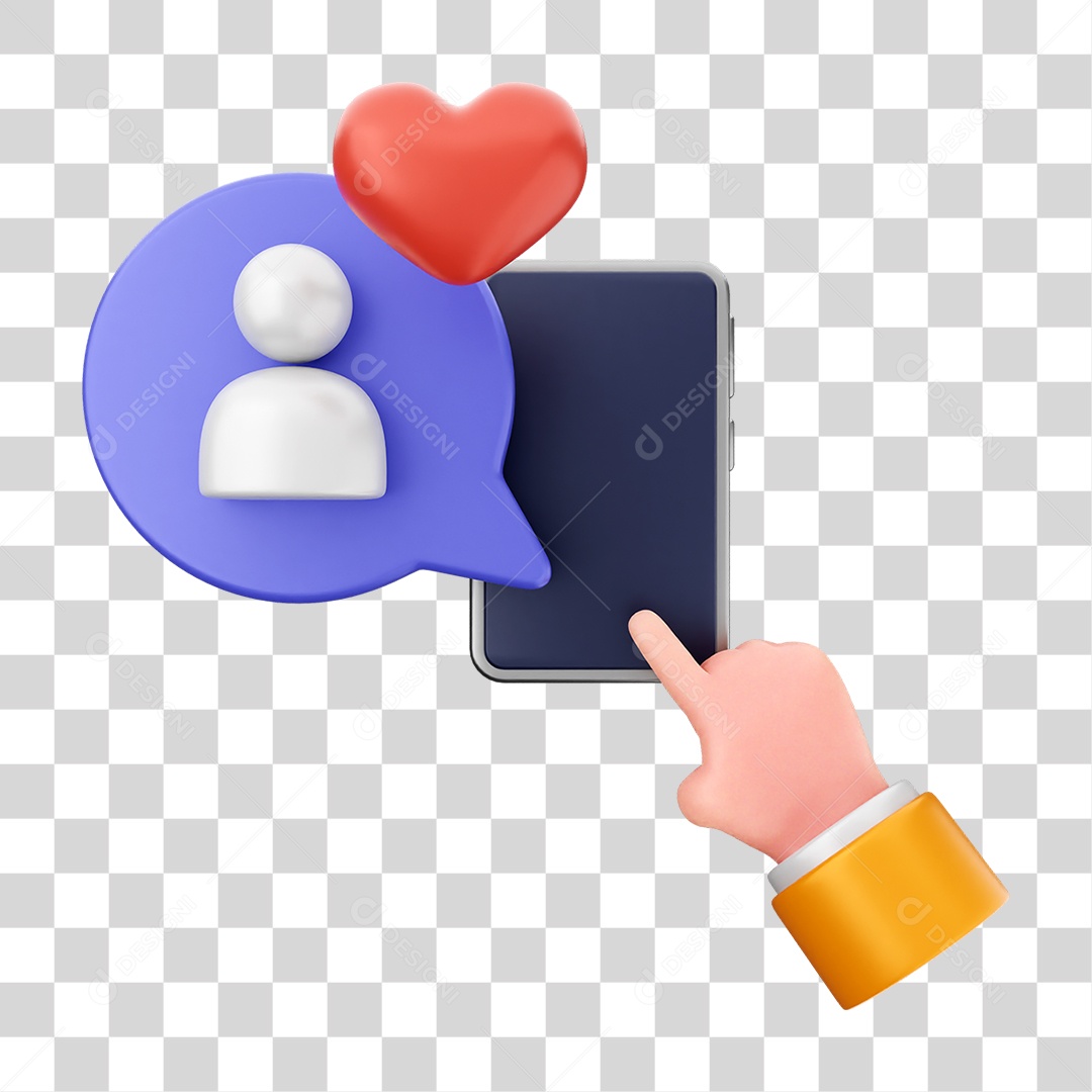 Elemento 3D Coração Ícone Dia dos Namorados PNG Transparente