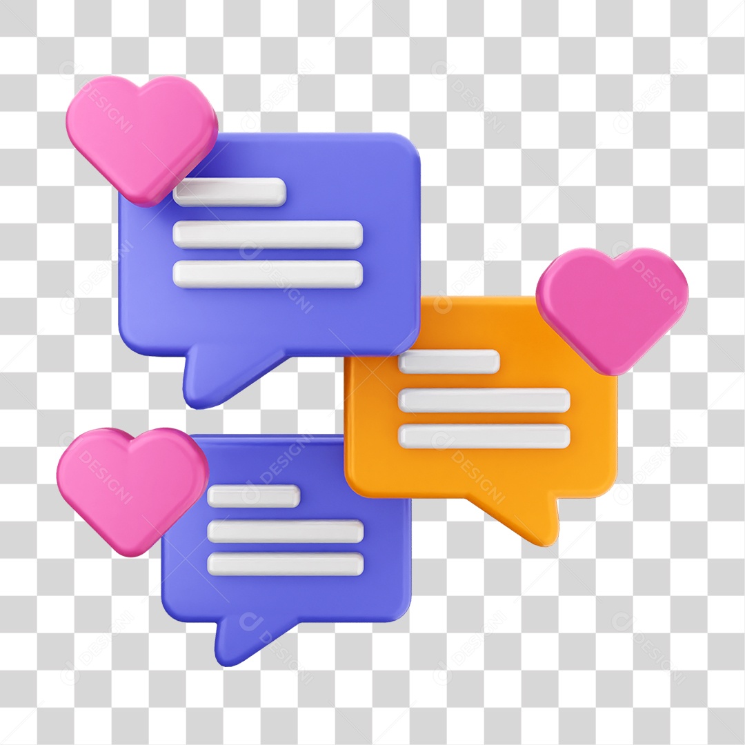 Elemento 3D Coração Ícone Dia dos Namorados PNG Transparente