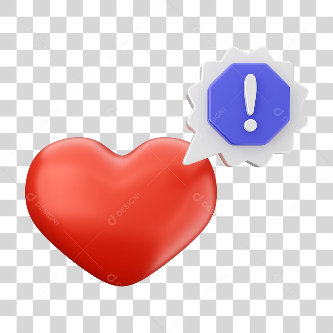 Elemento 3D Coração Ícone Dia dos Namorados PNG Transparente